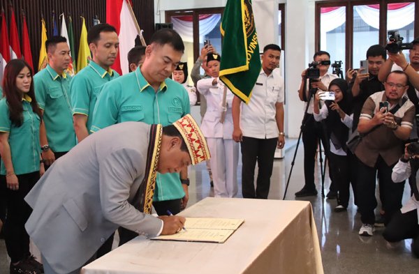 Ricko Menoza Dikukuhkan Sebagai Ketum Pengprov PELTI Lampung, Ini Pesan Nurdin Khalid